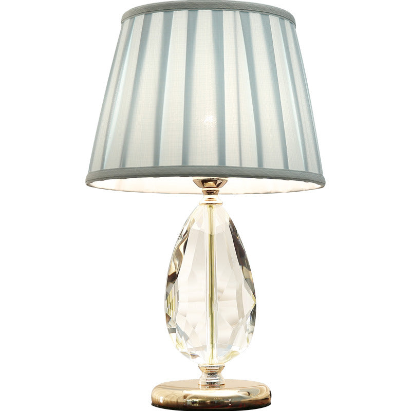 Round Oval Fabric Crystal Table Lamp