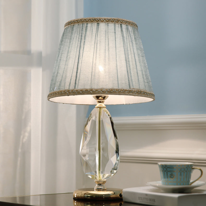 Round Oval Fabric Crystal Table Lamp