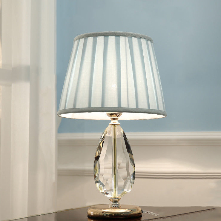 Round Oval Fabric Crystal Table Lamp