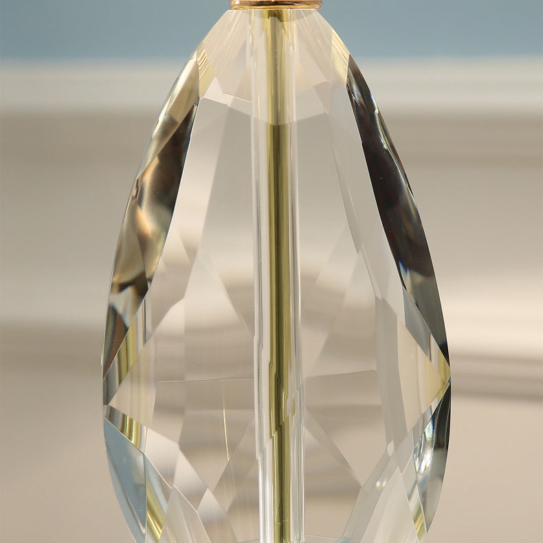 Round Oval Fabric Crystal Table Lamp