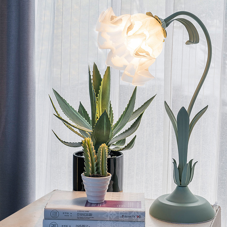 Floral Leaf Round Acrylic Table Lamp