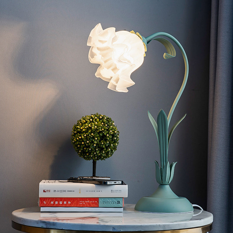 Floral Leaf Round Acrylic Table Lamp