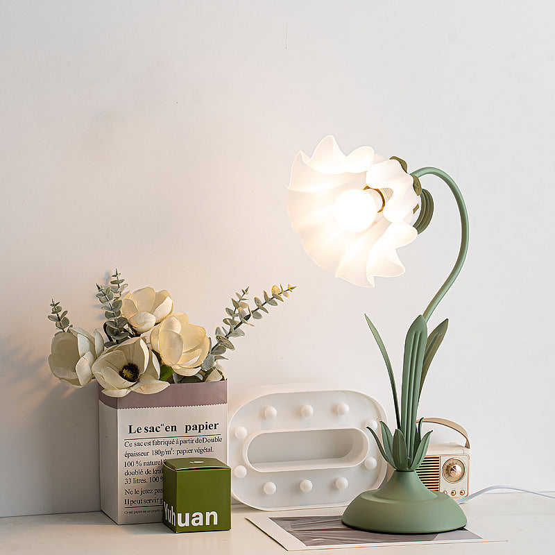 Floral Leaf Round Acrylic Table Lamp
