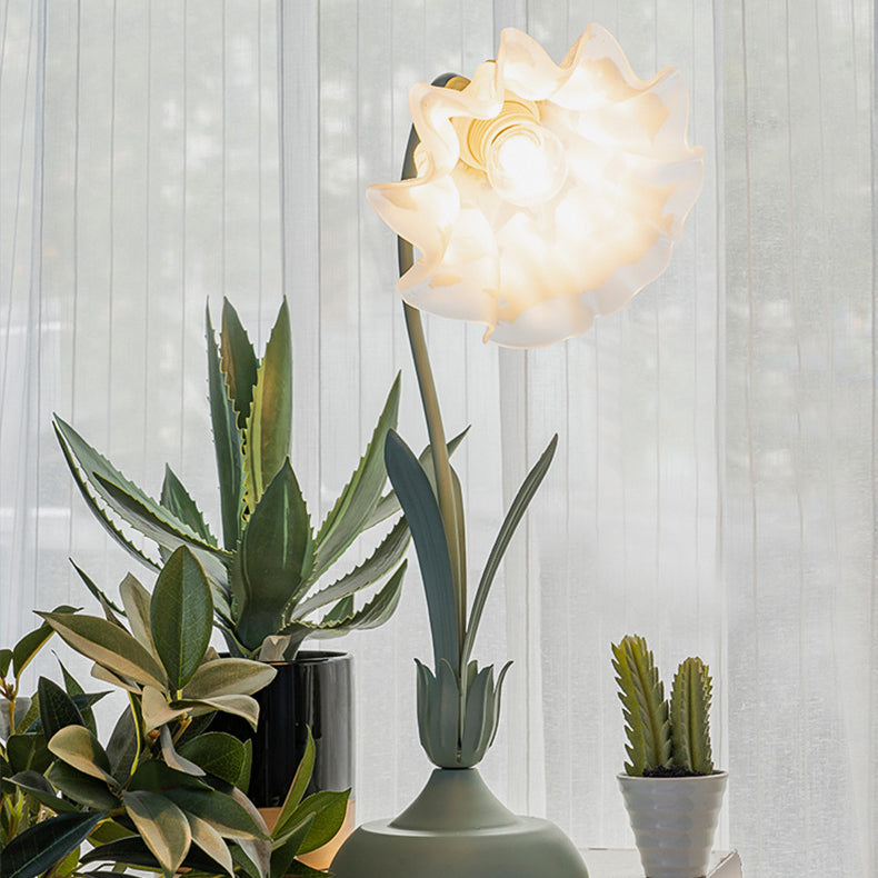 Floral Leaf Round Acrylic Table Lamp