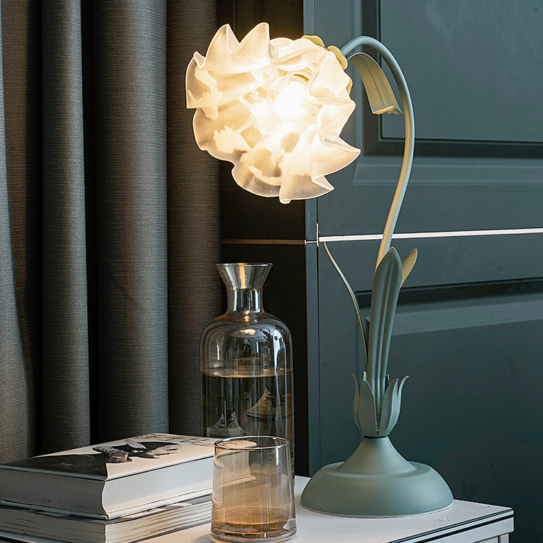 Floral Leaf Round Acrylic Table Lamp