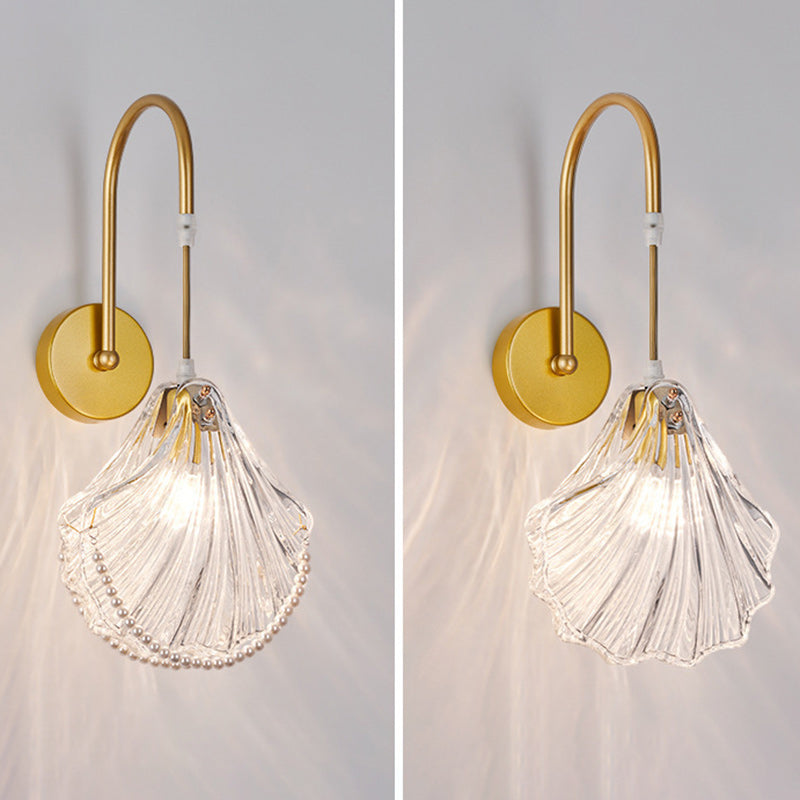 Round Feather Shell Pearl Wall Lamp