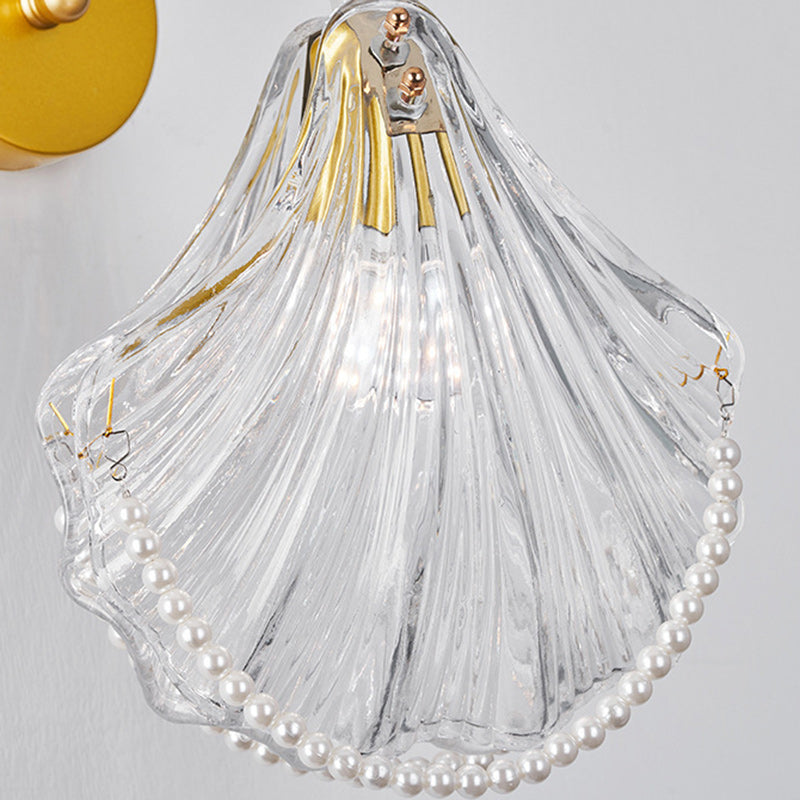 Round Feather Shell Pearl Wall Lamp