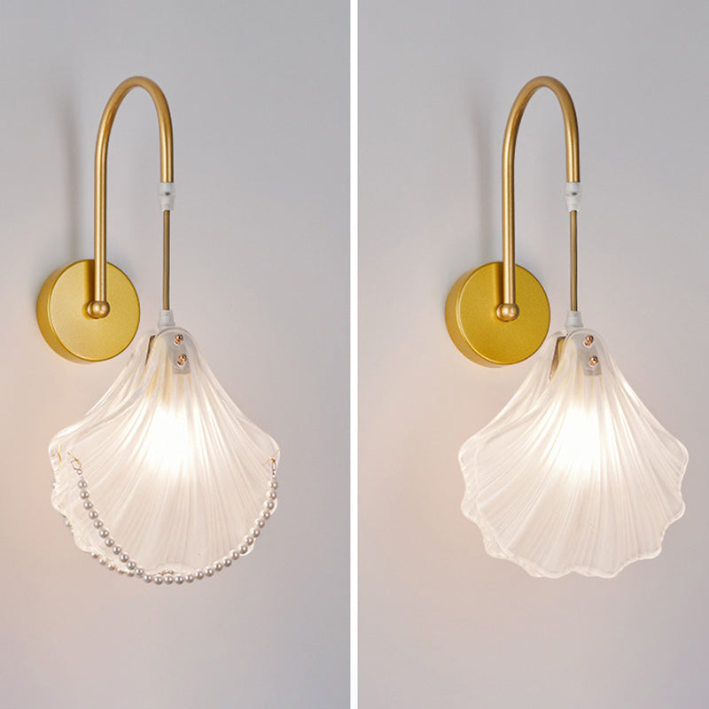 Round Feather Shell Pearl Wall Lamp