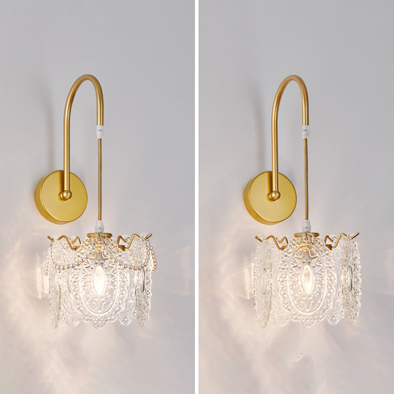 Round Feather Shell Glass Wall Lamp