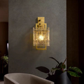 Square Rectangle Glass Brass Wall Lamp