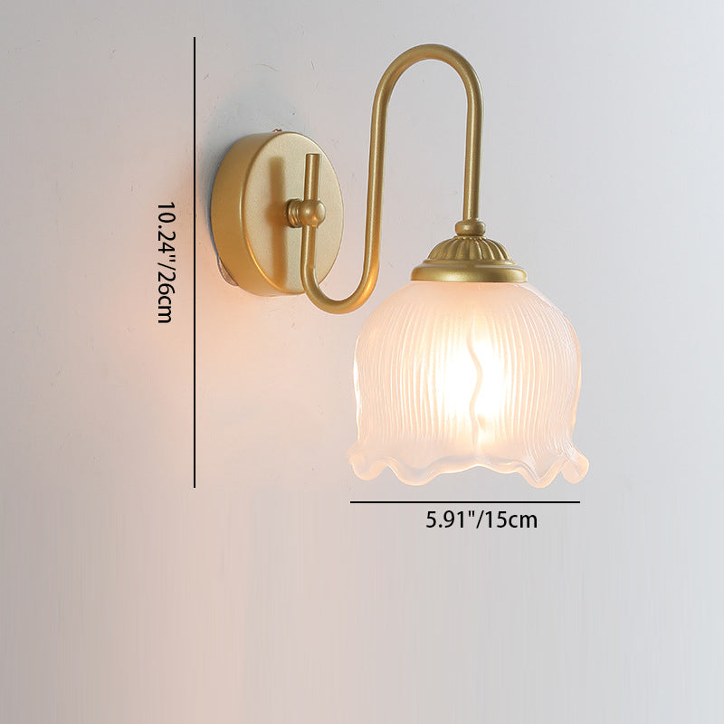 Floral Round Glass Iron Wall Lamp