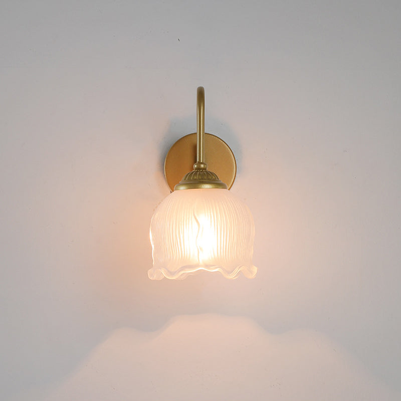 Floral Round Glass Iron Wall Lamp