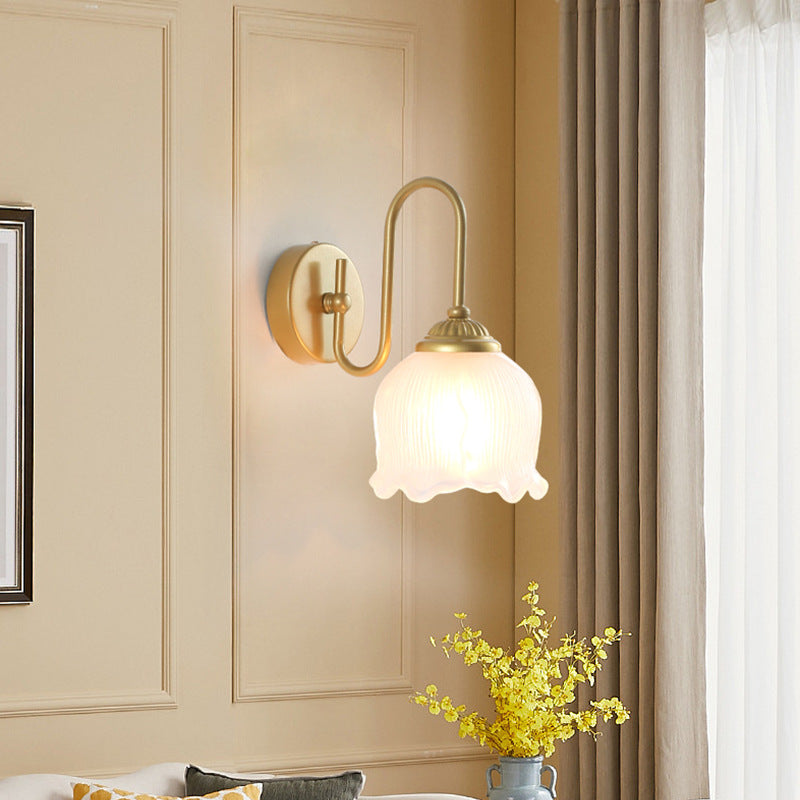 Floral Round Glass Iron Wall Lamp