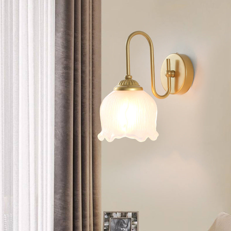 Floral Round Glass Iron Wall Lamp
