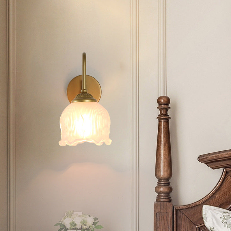 Floral Round Glass Iron Wall Lamp