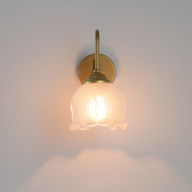 Floral Round Glass Iron Wall Lamp