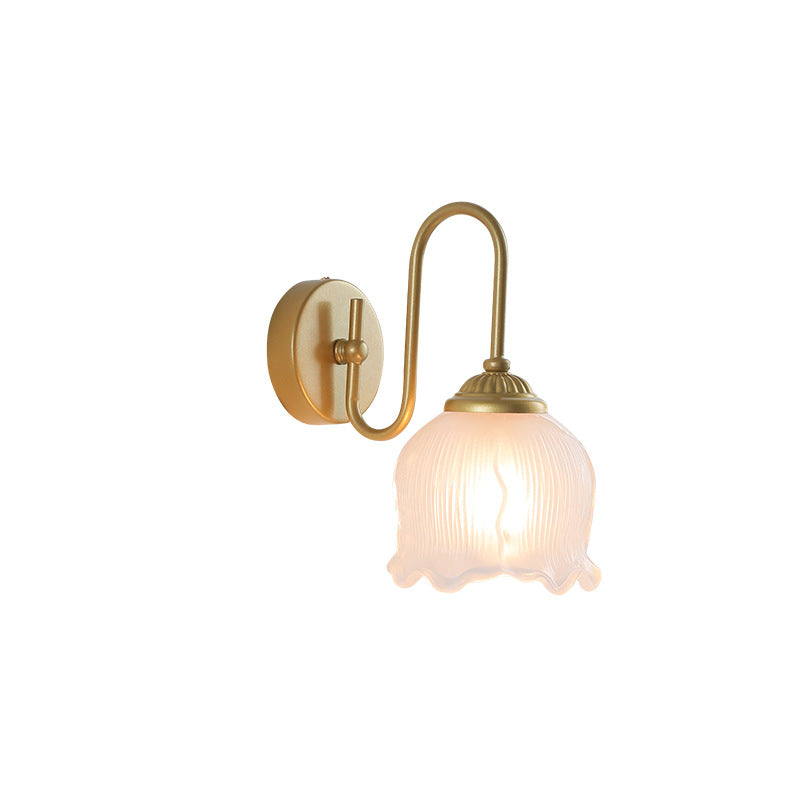 Floral Round Glass Iron Wall Lamp