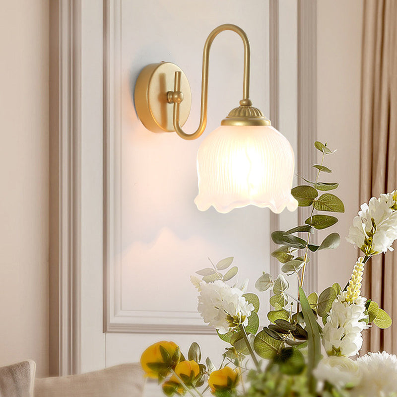 Floral Round Glass Iron Wall Lamp