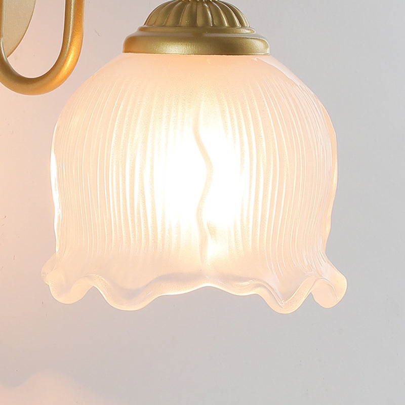 Floral Round Glass Iron Wall Lamp