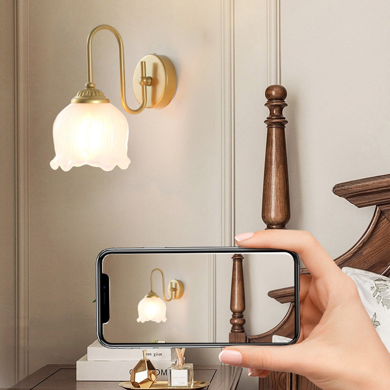 Floral Round Glass Iron Wall Lamp