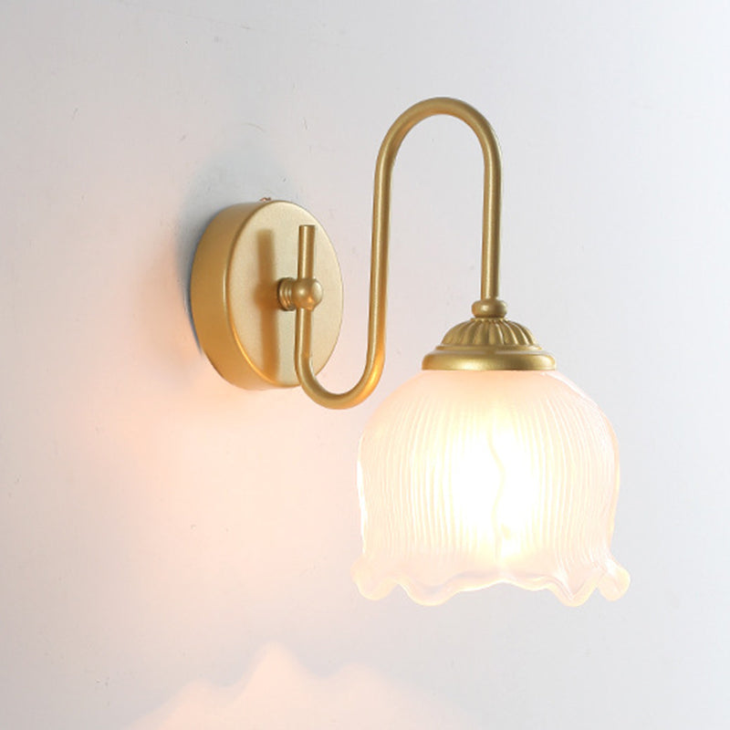 Floral Round Glass Iron Wall Lamp