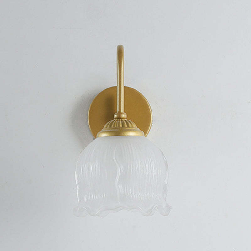 Floral Round Glass Iron Wall Lamp