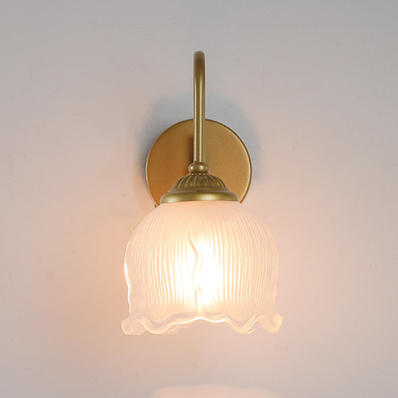 Floral Round Glass Iron Wall Lamp