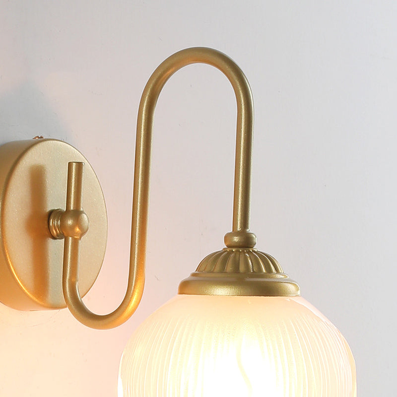 Floral Round Glass Iron Wall Lamp