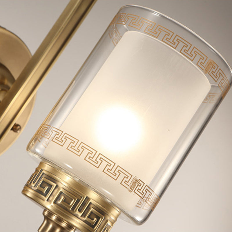 Cylinder Curved Glass Brass Wall Lamp