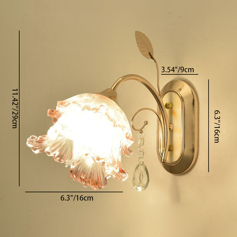 Floral Leaf Oval Artificial Wall Lamp