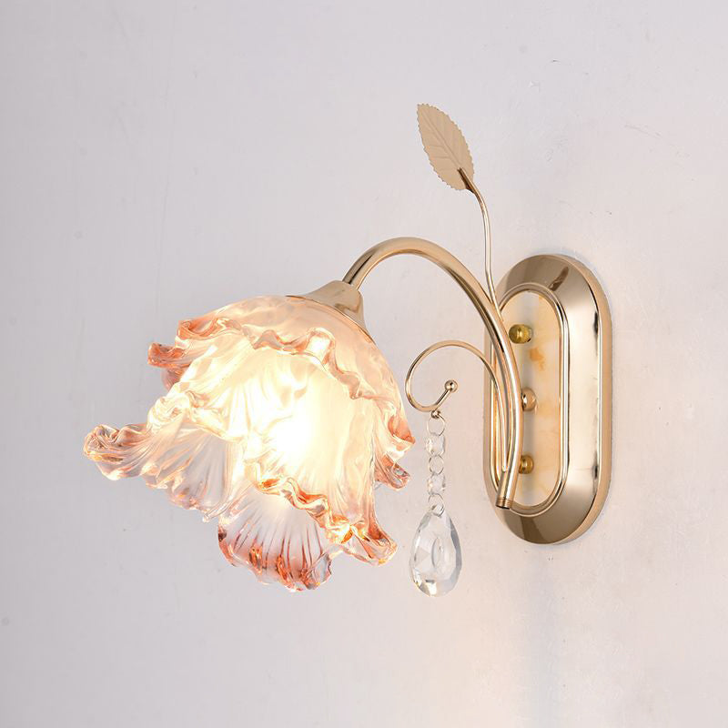 Floral Leaf Oval Artificial Wall Lamp