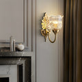Floral Leaf Glass Brass Wall Lamp