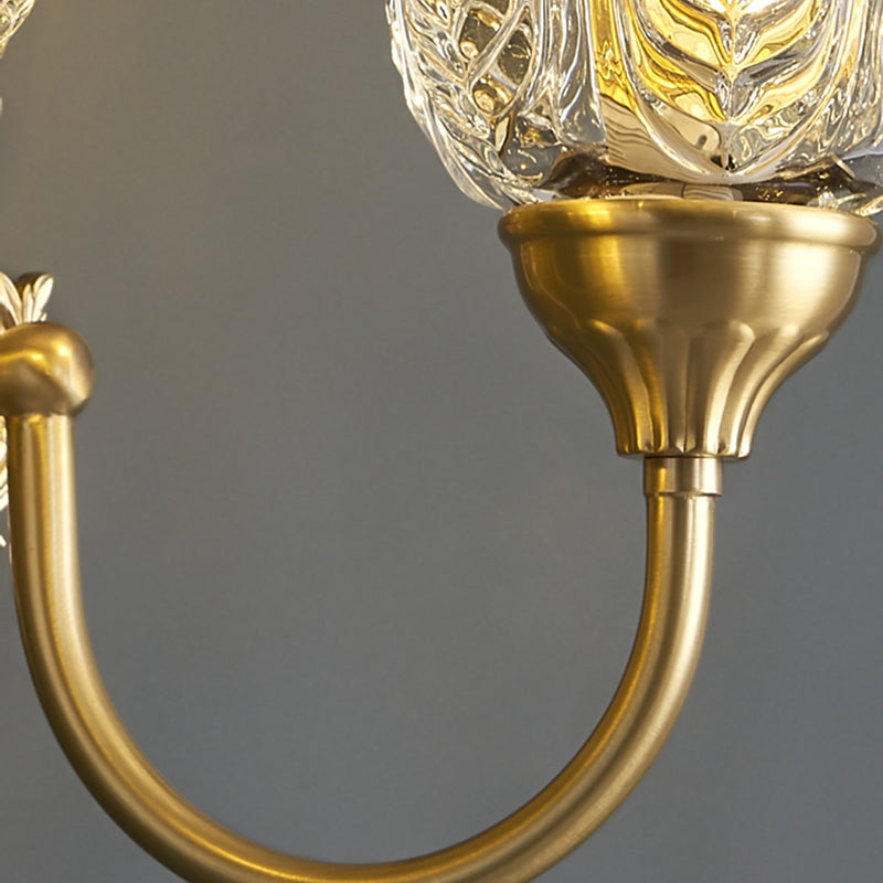 Floral Leaf Glass Brass Wall Lamp