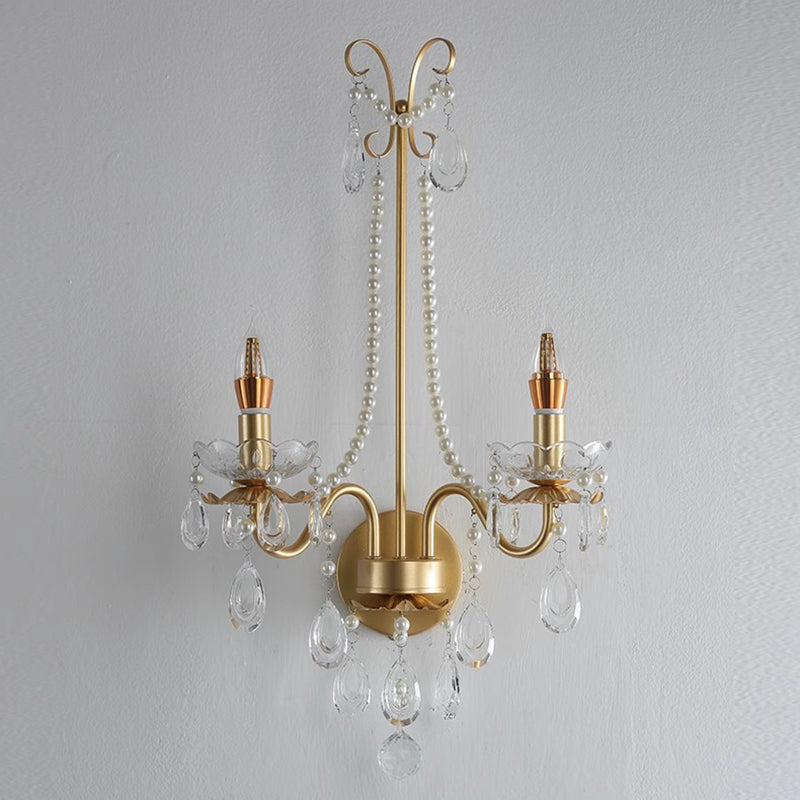 Candle Round Curved Glass 2-Light Wall Lamp