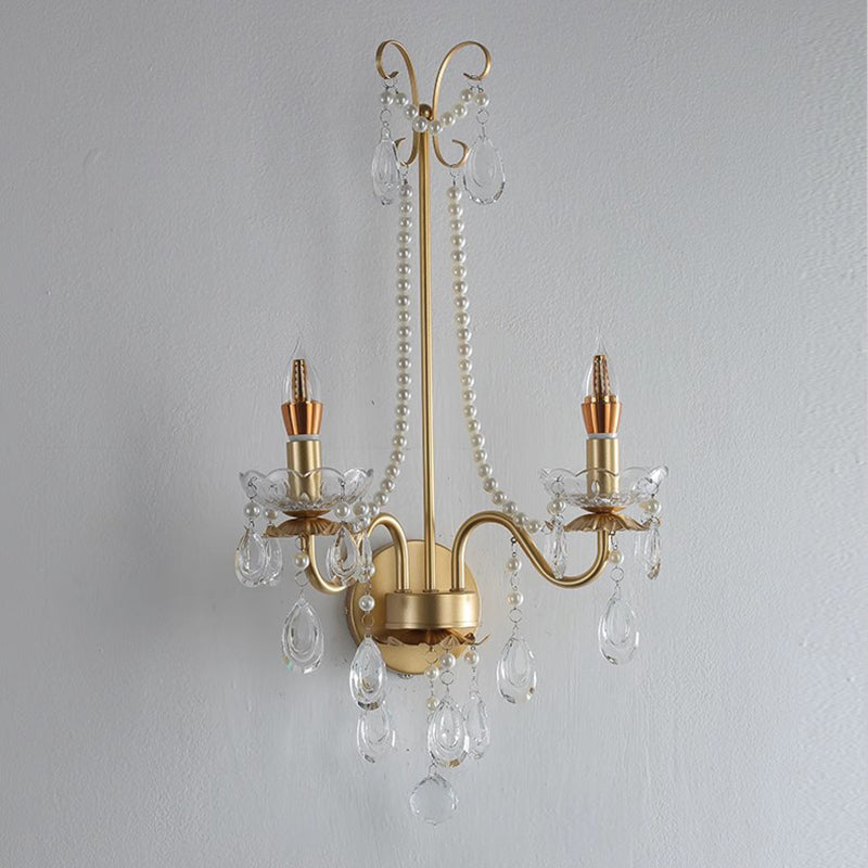 Candle Round Curved Glass 2-Light Wall Lamp