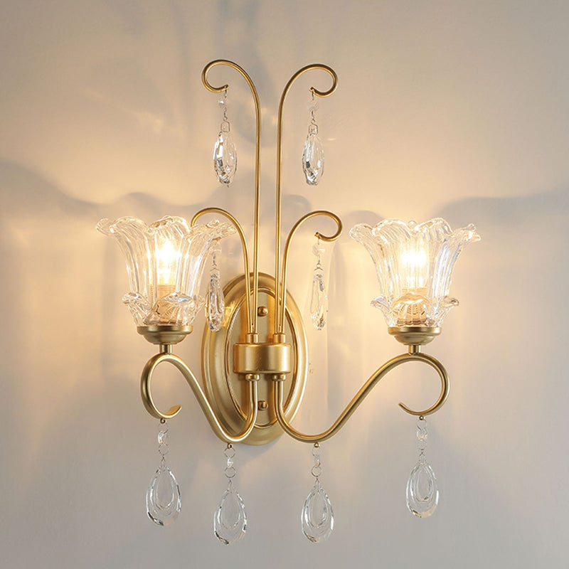 Candle Round Curved Glass 2-Light Wall Lamp