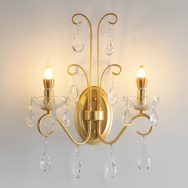 Candle Round Curved Glass 2-Light Wall Lamp