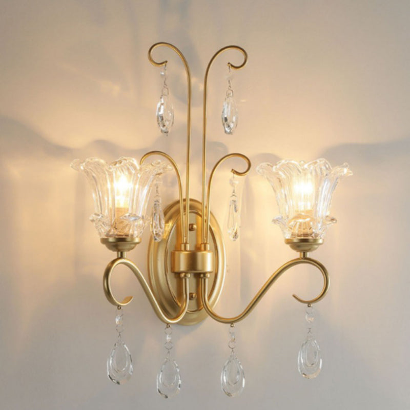 Candle Round Curved Glass 2-Light Wall Lamp