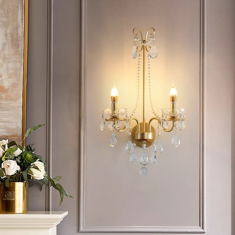 Candle Round Curved Glass 2-Light Wall Lamp