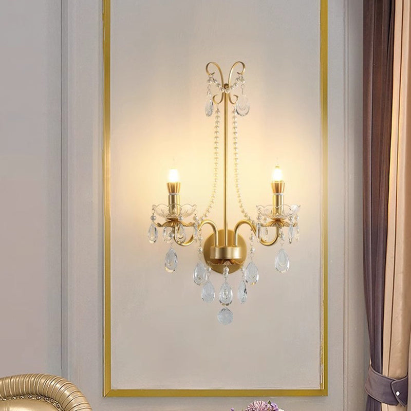Candle Round Curved Glass 2-Light Wall Lamp