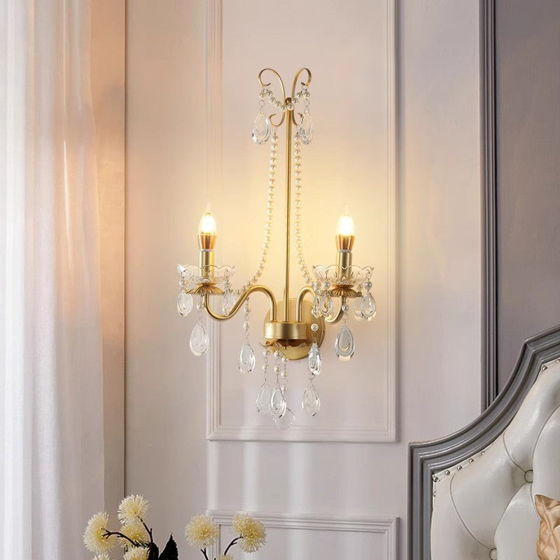 Candle Round Curved Glass 2-Light Wall Lamp