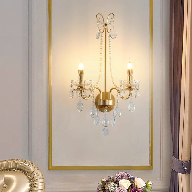Candle Round Curved Glass 2-Light Wall Lamp
