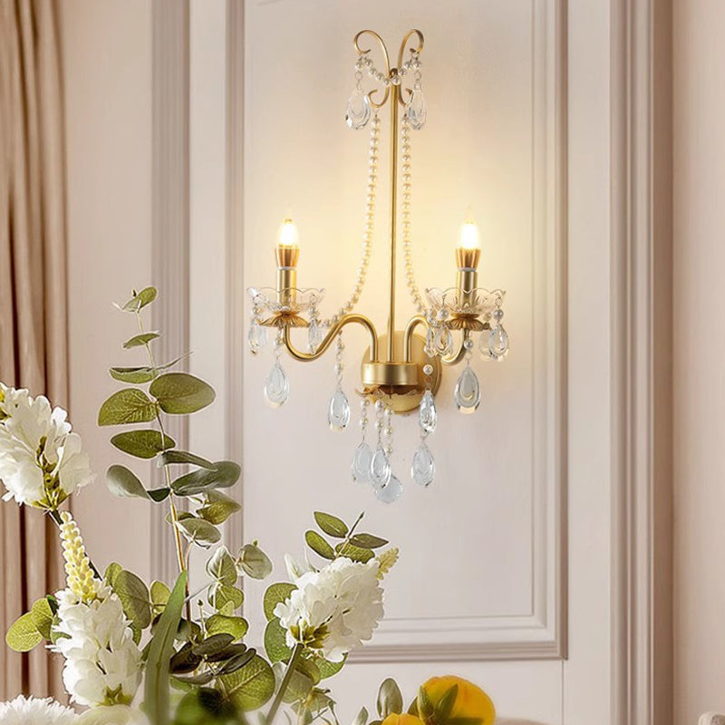 Candle Round Curved Glass 2-Light Wall Lamp