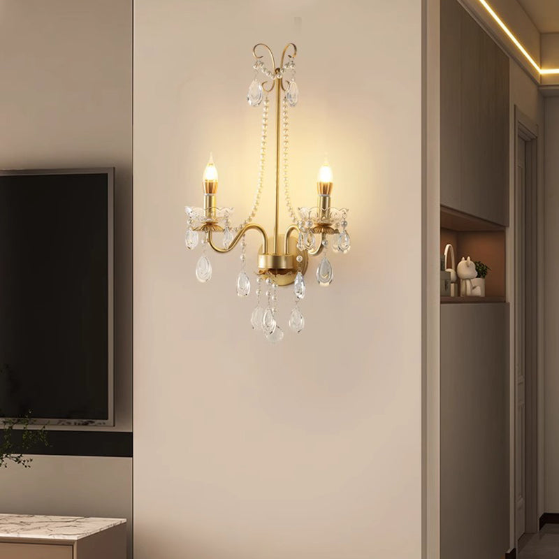 Candle Round Curved Glass 2-Light Wall Lamp