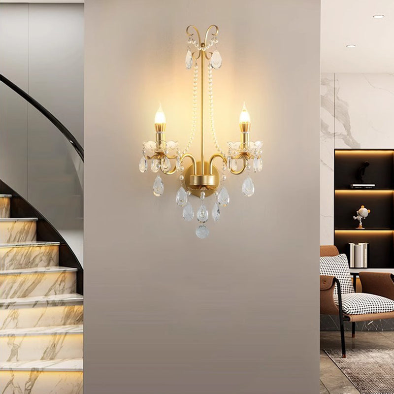 Candle Round Curved Glass 2-Light Wall Lamp