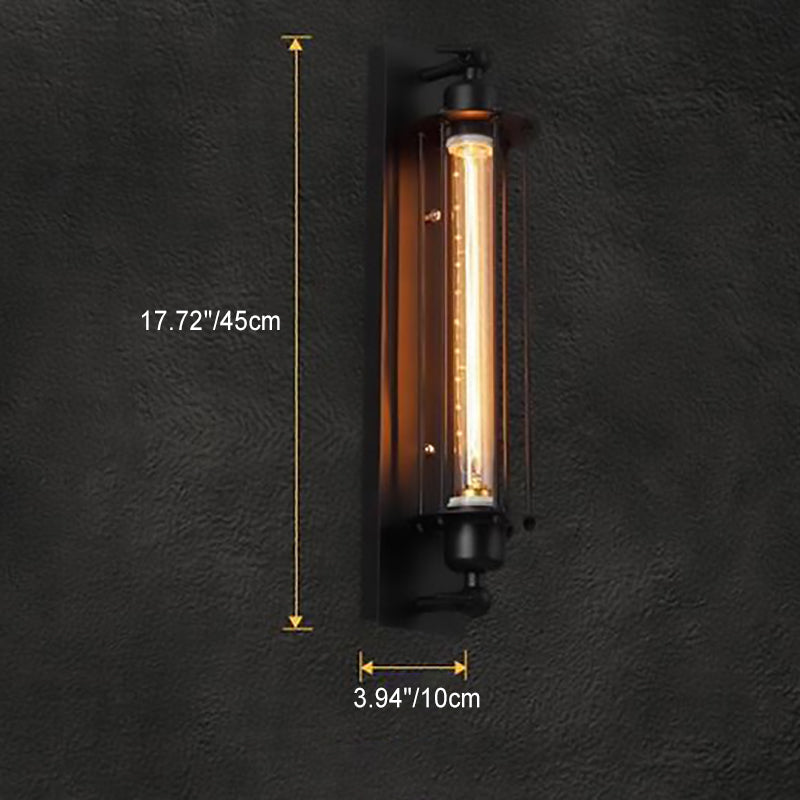 Rectangle Cylinder Glass Iron Wall Lamp