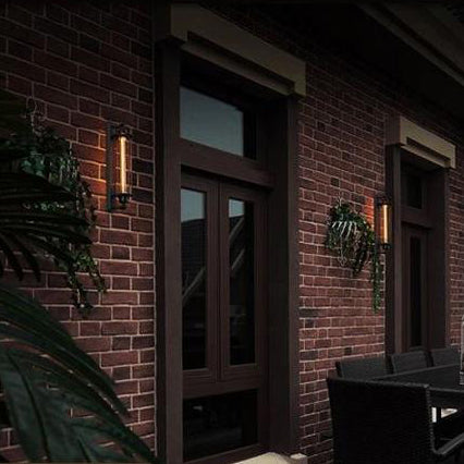 Rectangle Cylinder Glass Iron Wall Lamp