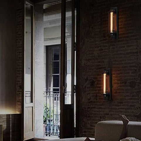 Rectangle Cylinder Glass Iron Wall Lamp