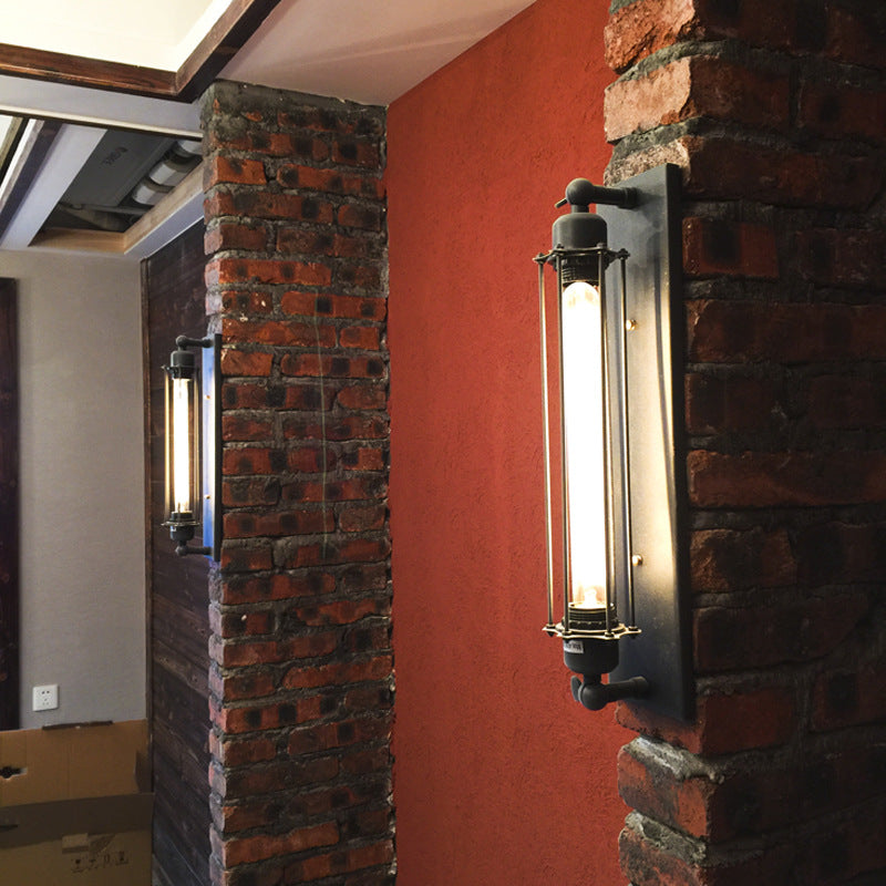Rectangle Cylinder Glass Iron Wall Lamp