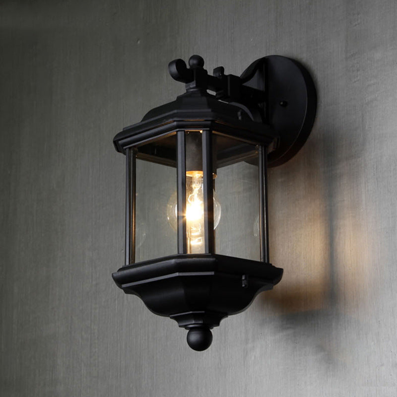 Hexagon Round Glass Aluminum Outdoor Light